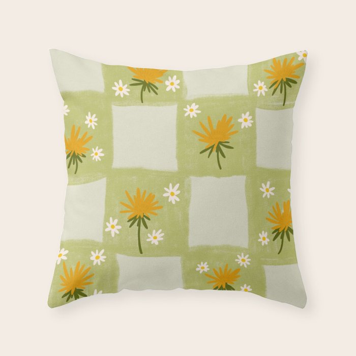 Dandelion Checkerboard Throw Pillow Gallery Image 6