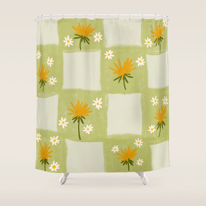 Dandelion Checkerboard Shower Curtain Gallery Image 1
