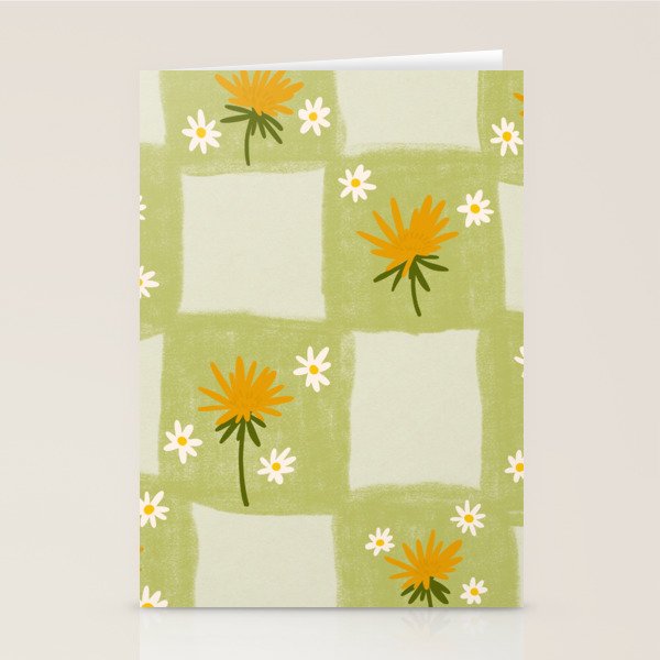 Dandelion Checkerboard Stationery Card Gallery Image 1