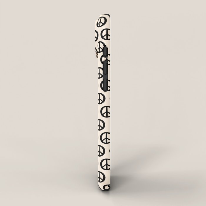 Inky Peace Dots Minimalist Pattern 2 in Black and Almond Cream iPhone Case Gallery Image 2