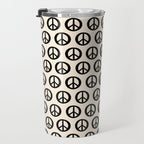 Inky Peace Dots Minimalist Pattern 2 in Black and Almond Cream Travel Mug Gallery Image 3