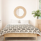 Inky Peace Dots Minimalist Pattern 2 in Black and Almond Cream Duvet Cover Gallery Image 3