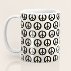 Inky Peace Dots Minimalist Pattern 2 in Black and Almond Cream Coffee Mug Gallery Image 3