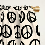 Inky Peace Dots Minimalist Pattern 2 in Black and Almond Cream Window Curtain Gallery Image 2