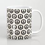 Inky Peace Dots Minimalist Pattern 2 in Black and Almond Cream Coffee Mug Gallery Image 1