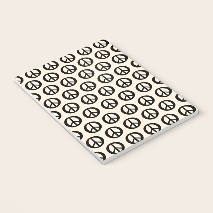Inky Peace Dots Minimalist Pattern 2 in Black and Almond Cream Notebook Gallery Image 3
