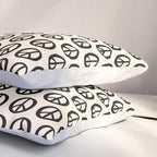 Inky Peace Dots Minimalist Pattern 2 in Black and Almond Cream Pillow Sham Gallery Image 3
