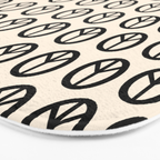 Inky Peace Dots Minimalist Pattern 2 in Black and Almond Cream Bath Mat Gallery Image 3