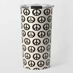 Inky Peace Dots Minimalist Pattern 2 in Black and Almond Cream Travel Mug Gallery Image 1