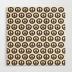 Inky Peace Dots Minimalist Pattern 2 in Black and Almond Cream Wood Wall Art Gallery Image 1