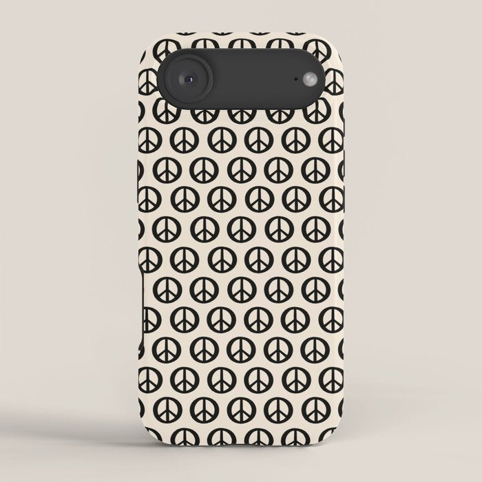 Inky Peace Dots Minimalist Pattern 2 in Black and Almond Cream iPhone Case Gallery Image 2