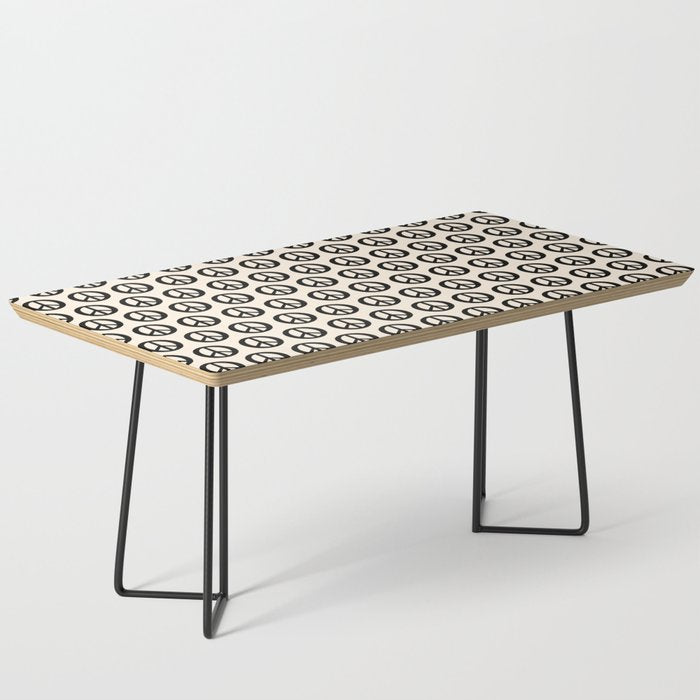 Inky Peace Dots Minimalist Pattern 2 in Black and Almond Cream Coffee Table Gallery Image 1