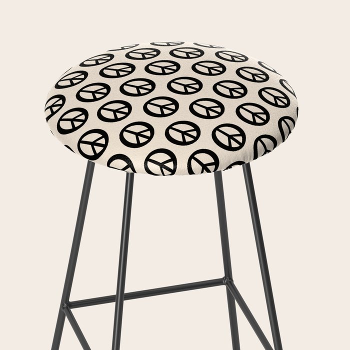 Inky Peace Dots Minimalist Pattern 2 in Black and Almond Cream Stool Gallery Image 2
