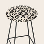 Inky Peace Dots Minimalist Pattern 2 in Black and Almond Cream Stool Gallery Image 2