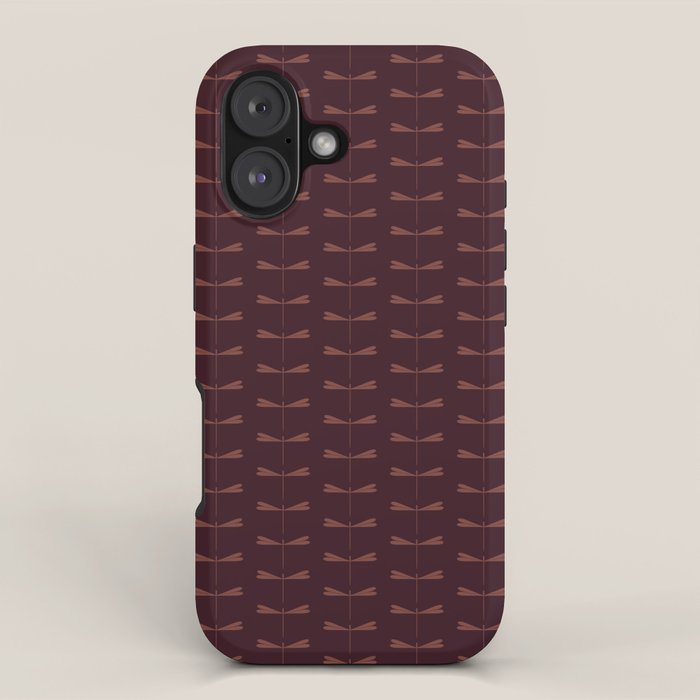 Dragonfly Pattern III Dark Red iPhone Case Gallery Image 1