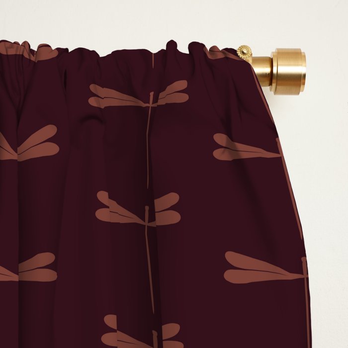 Dragonfly Pattern III Dark Red Window Curtain Gallery Image 2