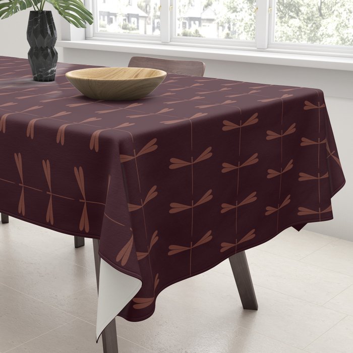 Dragonfly Pattern III Dark Red Tablecloth Gallery Image 3