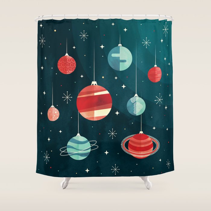 Joy to the Universe (in Teal) Shower Curtain Gallery Image 1