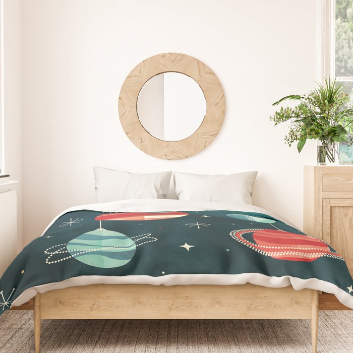 Joy to the Universe (in Teal) Duvet Cover Gallery Image 3