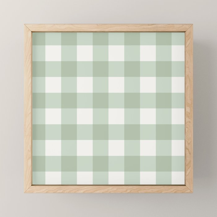 Gingham Plaid Pattern - Sage Green Mini Art Print Gallery Image 1