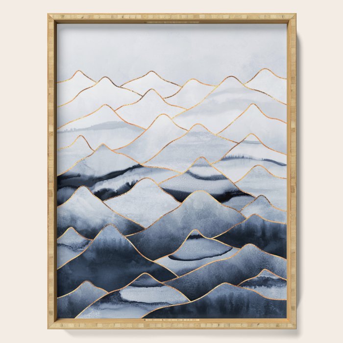 Mountains 2 - Gold Colored Lines Serving Tray Gallery Image 1