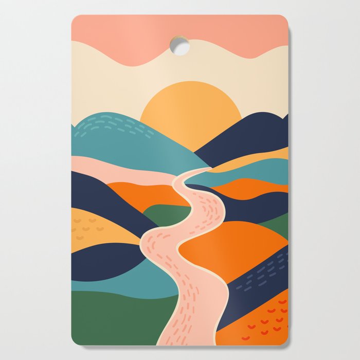 Colorful nature mountain landscape art Cutting Board Gallery Image 1
