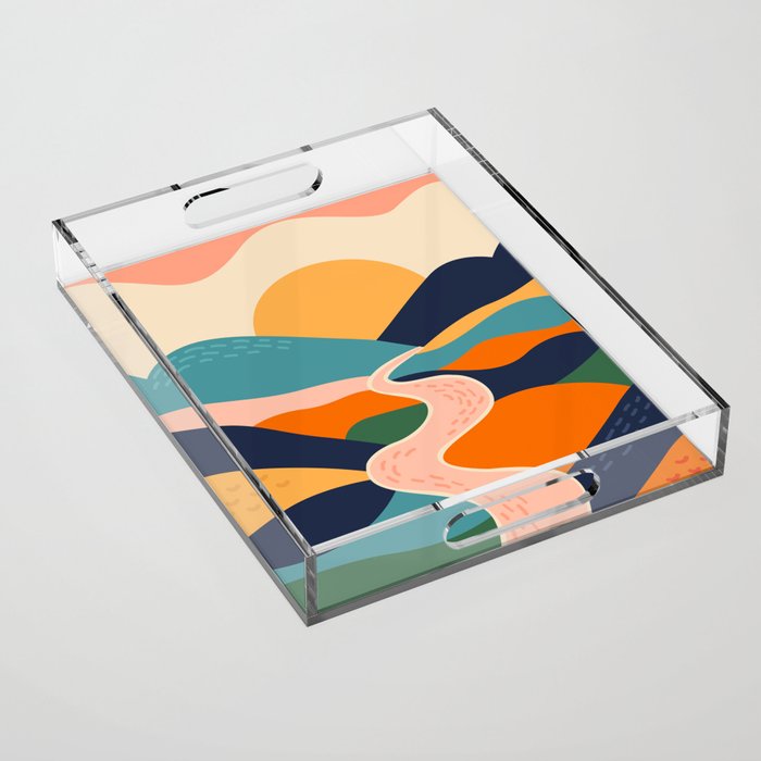 Colorful nature mountain landscape art Acrylic Tray Gallery Image 1