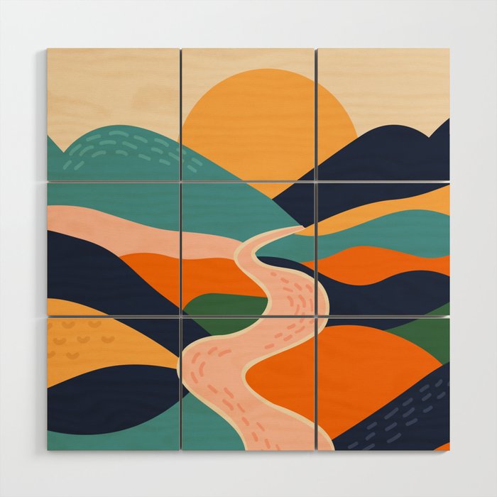 Colorful nature mountain landscape art Wood Wall Art Gallery Image 1