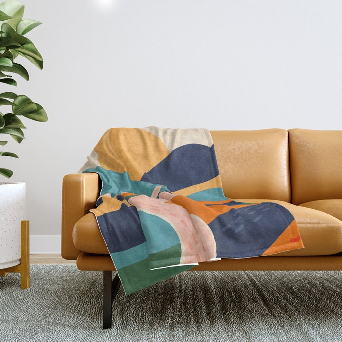 Colorful nature mountain landscape art Throw Blanket Gallery Image 1