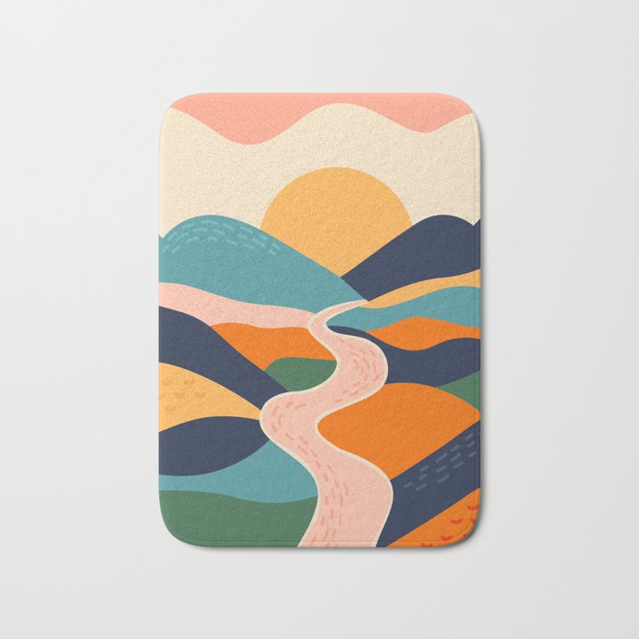 Colorful nature mountain landscape art Bath Mat Gallery Image 1