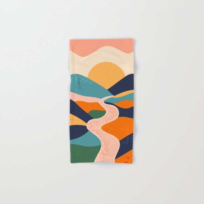 Colorful nature mountain landscape art Bath Towel Gallery Image 1