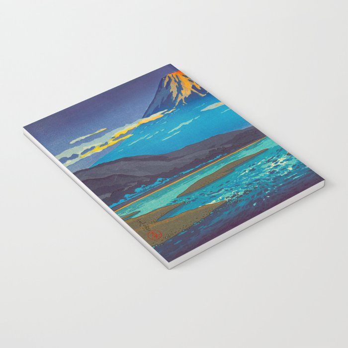 Tsuchiya Koitsu Tokaido Fujikawa Japanese Woodblock Print Sunset Colorful Hues Mountain Landscape Notebook Gallery Image 3