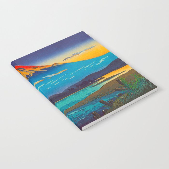 Tsuchiya Koitsu Tokaido Fujikawa Japanese Woodblock Print Sunset Colorful Hues Mountain Landscape Notebook Gallery Image 2