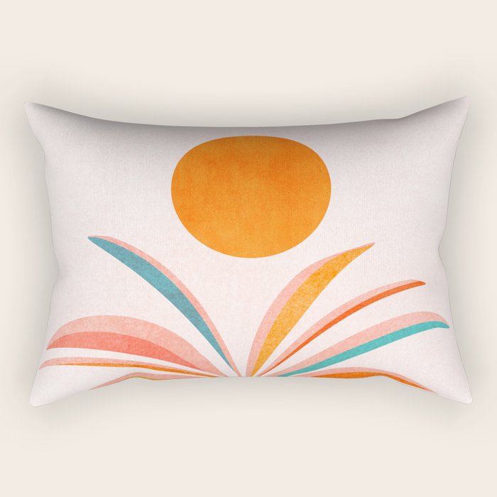 Sun Worship Colorful Plant Illustration Rectangular Pillow Gallery Image 1