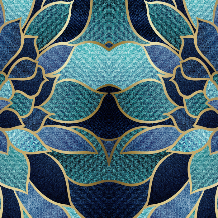 Festive, Floral Prints, Navy Blue, Teal and Gold Coffee Mug Gallery Image 2