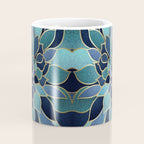 Festive, Floral Prints, Navy Blue, Teal and Gold Coffee Mug Gallery Image 4