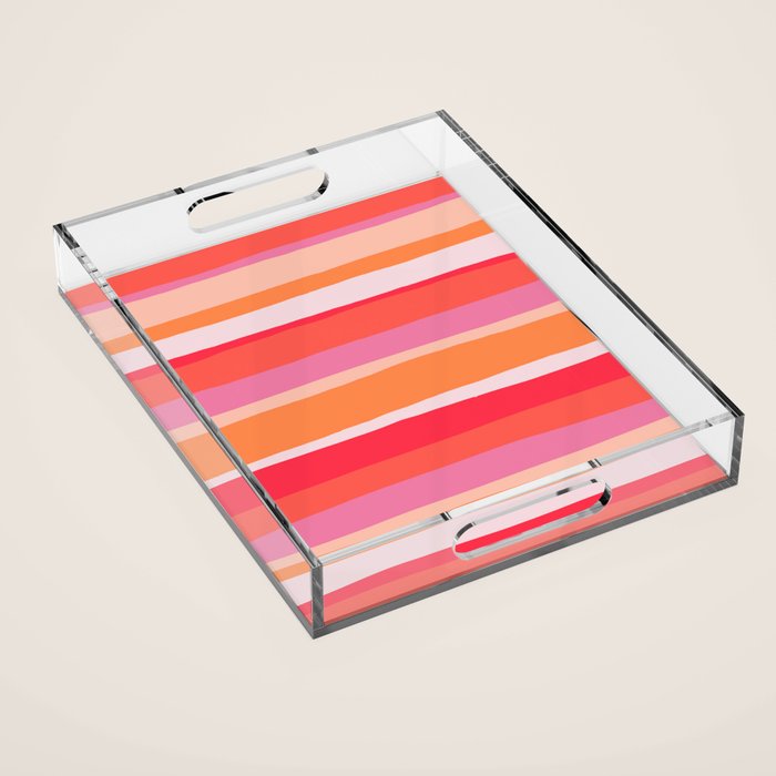 rosalita, warm sunset stripes Acrylic Tray Gallery Image 1