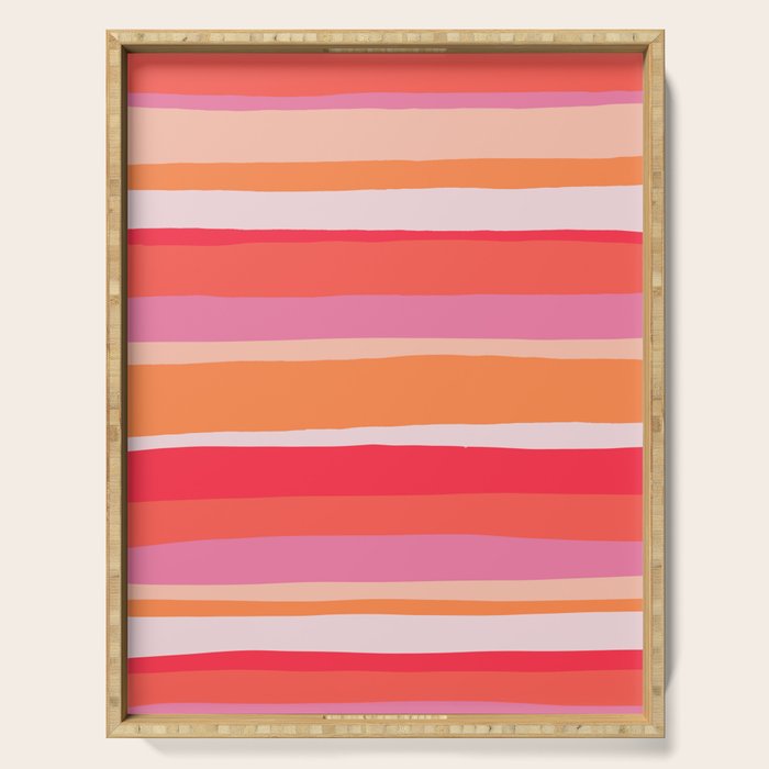 rosalita, warm sunset stripes Serving Tray Gallery Image 1