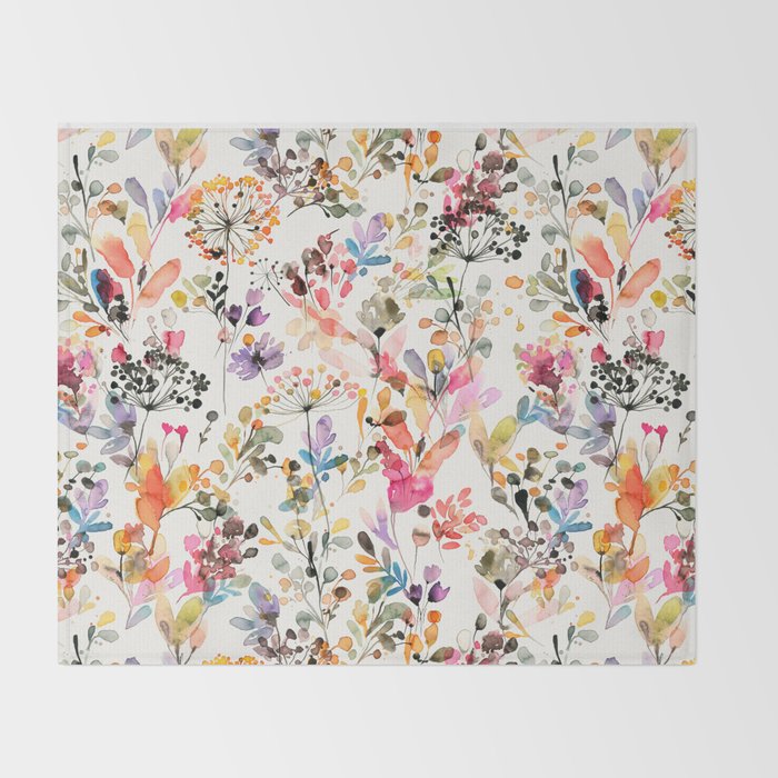 Watercolor Wild grasses watercolor Throw Blanket Gallery Image 2