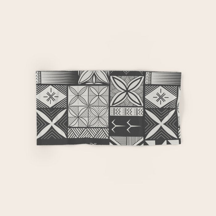 UrbanNesian Grey Maluelue Siapo and Tatau Bath Towel Gallery Image 1