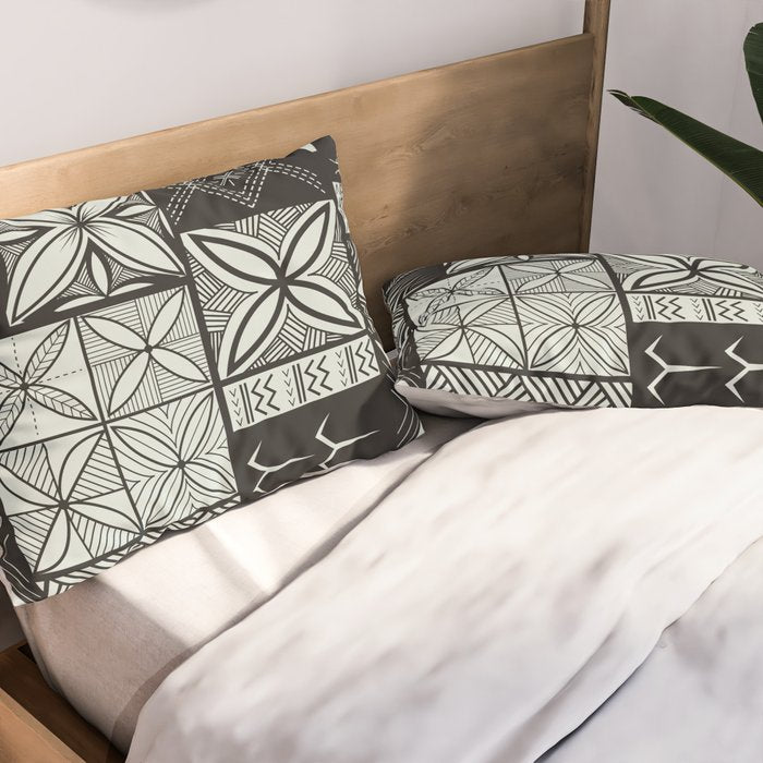 UrbanNesian Grey Maluelue Siapo and Tatau Pillow Sham Gallery Image 2