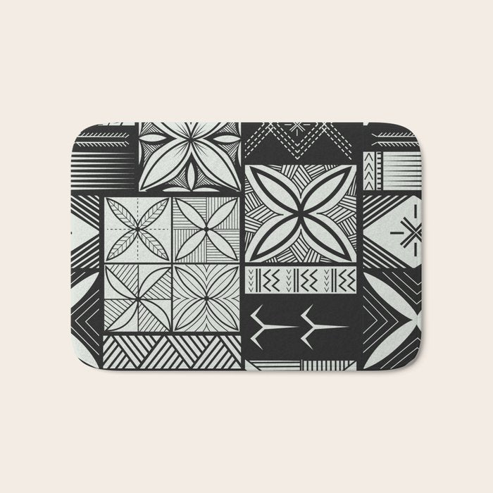 UrbanNesian Grey Maluelue Siapo and Tatau Bath Mat Gallery Image 1