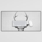 Deer - Black & White Desk Mat Gallery Image 1