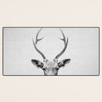 Deer - Black & White Desk Mat Gallery Image 3