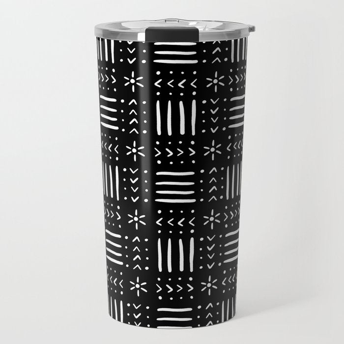 Mudcloth III (Black) Travel Mug Gallery Image 1