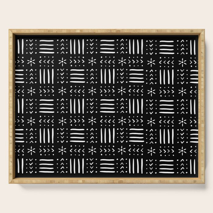 Mudcloth III (Black) Serving Tray Gallery Image 1