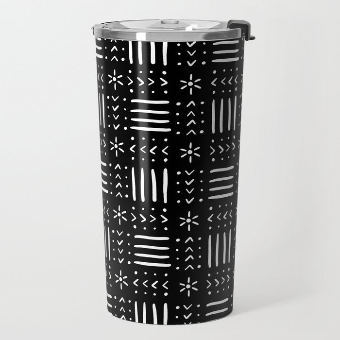 Mudcloth III (Black) Travel Mug Gallery Image 2