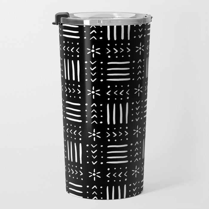 Mudcloth III (Black) Travel Mug Gallery Image 3