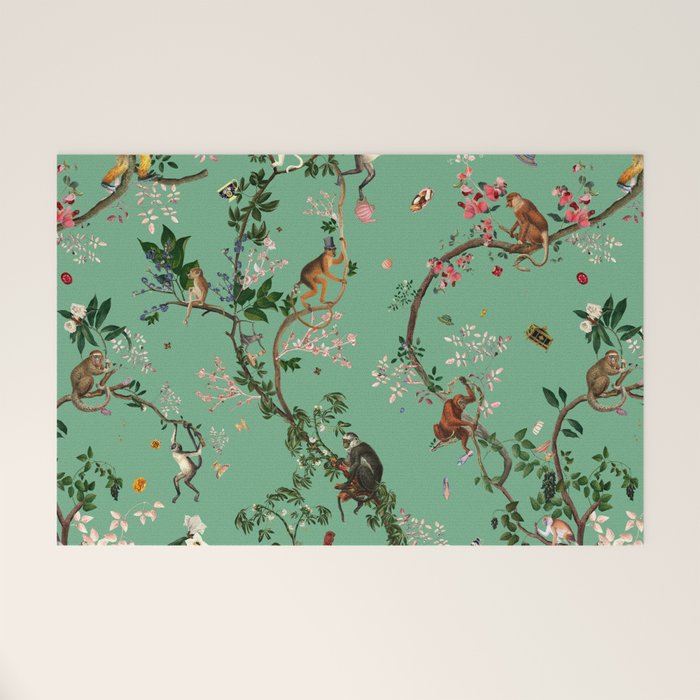 Monkey World Green Welcome Mat Gallery Image 1