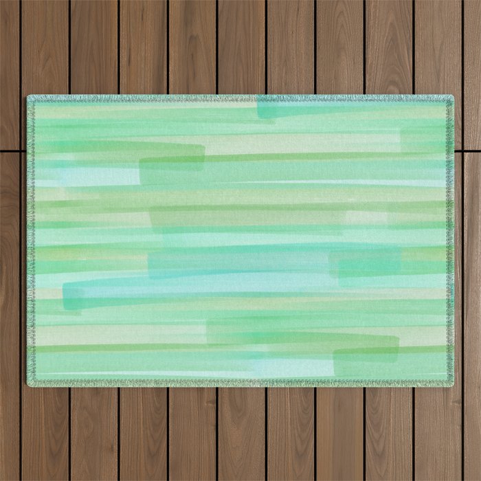 Abstract Watercolor Waves in Ocean Teal Outdoor Rug Gallery Image 1